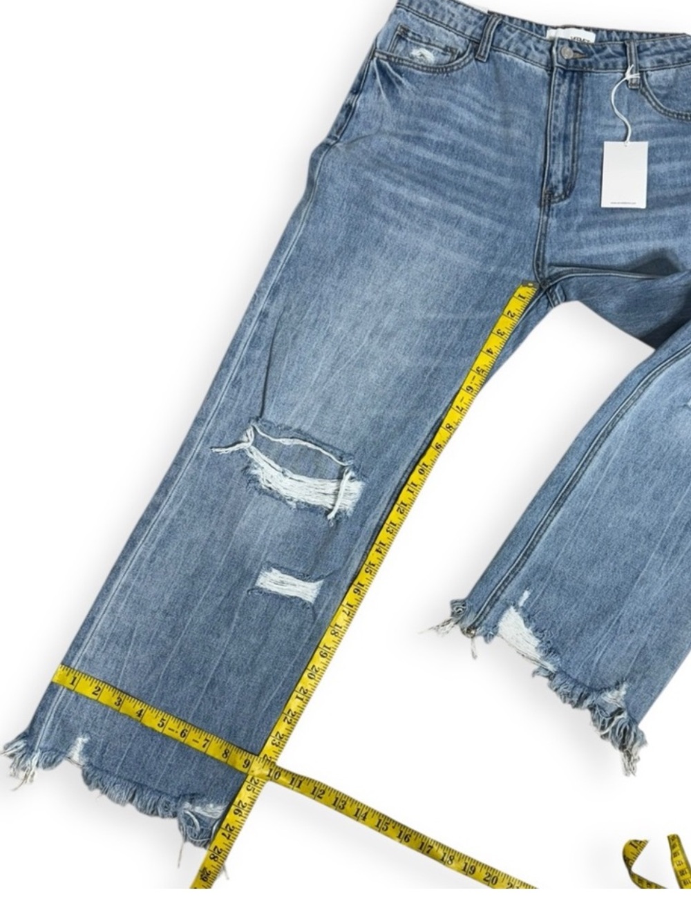 Vervet Crystal 90s Vintage Raw Hem Distressed Straight Leg Jeans 100% Cotton 30 - Picture 3 of 8